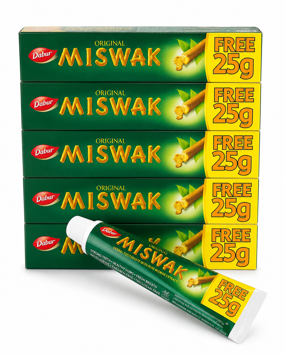 Dentifrice Miswak Dabur 75g - Soins Dentaires Naturels x6