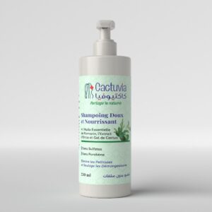 Shampoing Doux & Nourissant au Gel de Cactus Anti-Pelliculaire - Extrait d'Ortie & Huile Essentielle de Romarin - Cactuvia