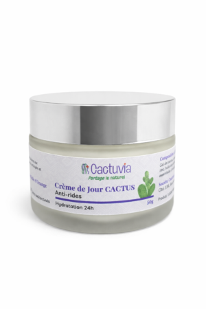 Crème de Jour Anti-Rides Naturel - Cactus, Acide Hyaluronique & Huile Essentielle d'Orange - Cactuvia