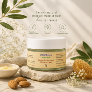 Baume Réparateur Mains & Pieds 100% Naturels - Riche en Cire d'Abeilles - Cactuvia – Image 3