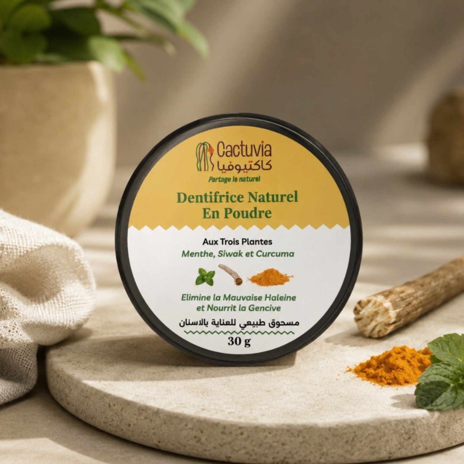 Dentifrice en Poudre 100% Naturel & BIO - Aux Trois Plantes - Cactuvia – Image 4